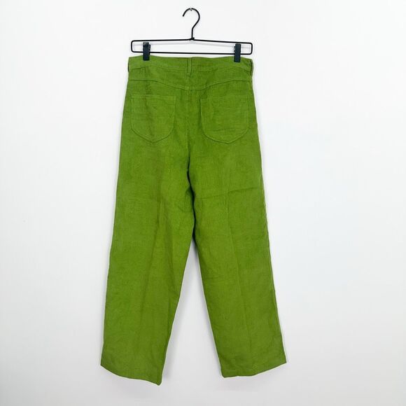 Frances Valentine Women’s Jane Moss Green Wide Leg Crop Corduroy Pant - Picture 3 of 11